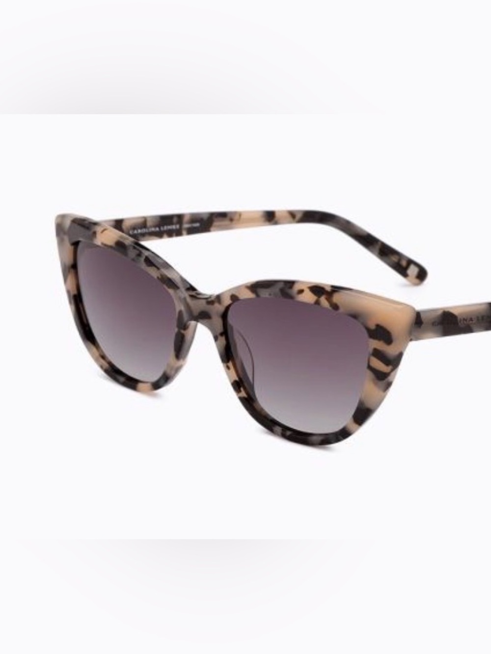 Carolina Lemke Berlin Women's Cat Eye Sunglasses Shira Gray Milky Free Case